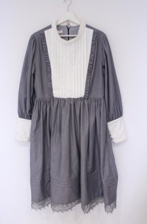 画像: 海外ロリータ / ヨークタックワンピース 2XL グレー×シロ O-26-02-07-1013-LO-OP-IG-OS