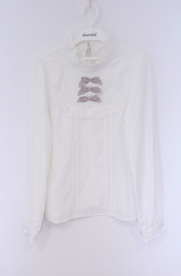 画像1: Lily Merry / スタンドネックブラウス M シロ O-26-02-07-1014-LO-BL-YM-OS (1)