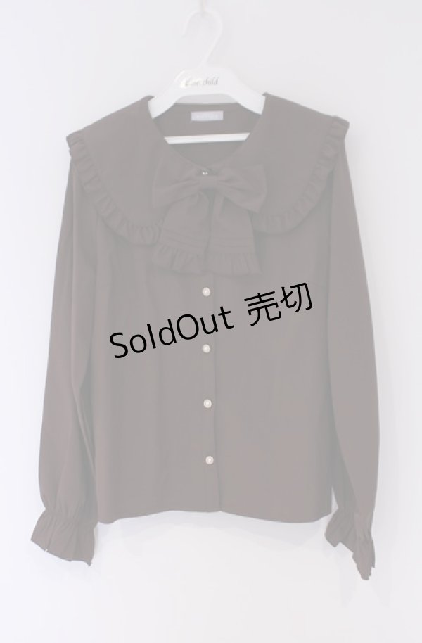 画像1: axes femme kawaii / ピンタックリボン丸襟ブラウス M チャ O-26-02-07-1016-AX-BL-YM-OS (1)