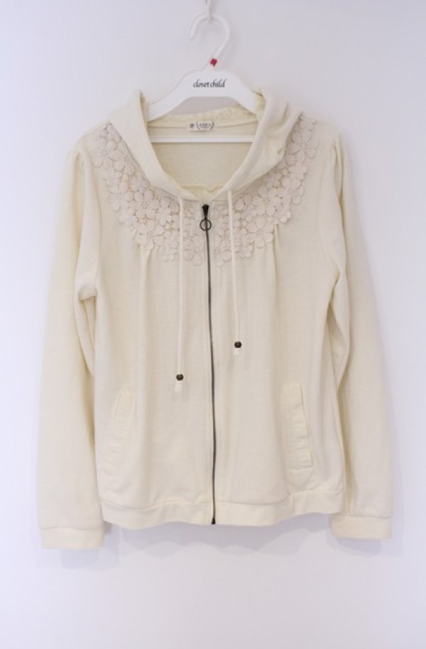 画像1: axes femme / バックシャンレースパーカー M アイボリー O-26-02-07-1017-AX-TO-YM-OS (1)