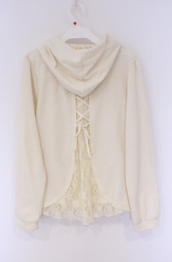 画像3: axes femme / バックシャンレースパーカー M アイボリー O-26-02-07-1017-AX-TO-YM-OS (3)