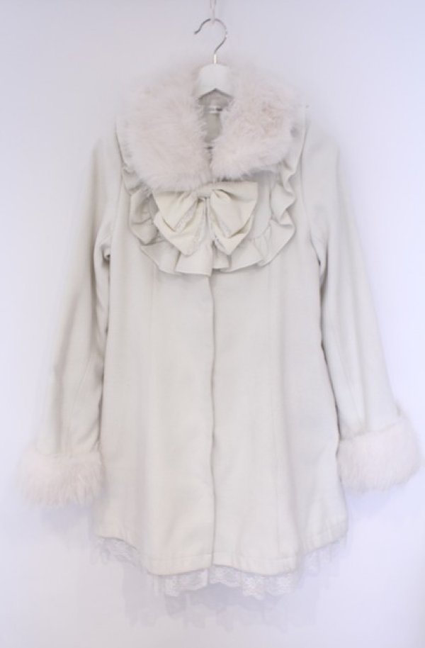 画像1: Lily Merry / ファー付きリボンコート M シロ O-26-02-07-1022-LO-CO-YM-OS (1)
