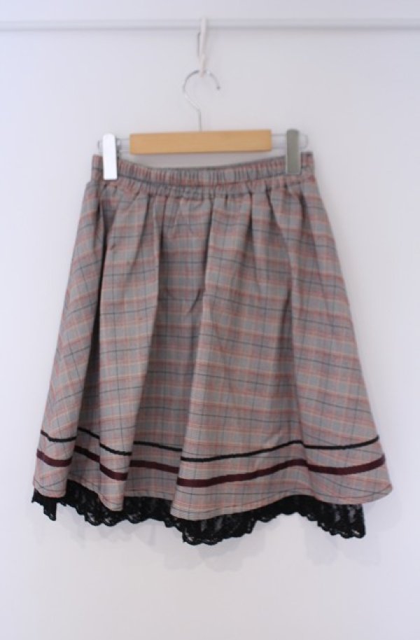 画像2: axes femme POETIQUE / 釦デザインチェックスカート M ピンクｘグレー O-26-02-07-1025-AX-SK-YM-OS (2)