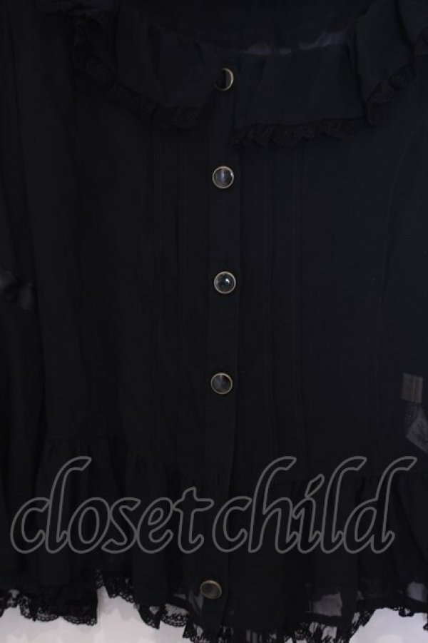 画像2: metamorphose / シフォンラッパ袖ブラウス  クロ O-26-02-07-006-ME-BL-OW-OS (2)