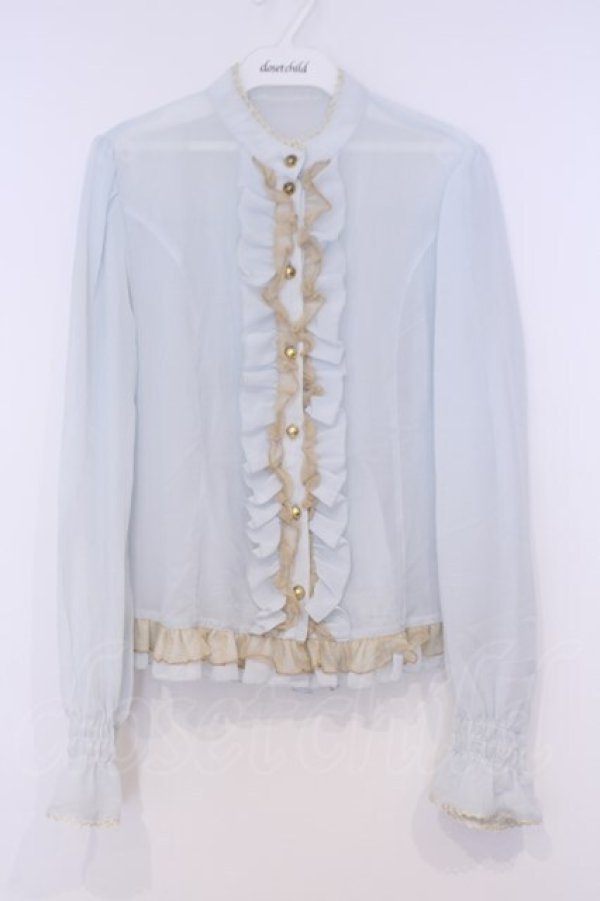 画像1: metamorphose / シフォンチュールブラウス  サックス O-26-02-07-007-ME-BL-OW-OS (1)