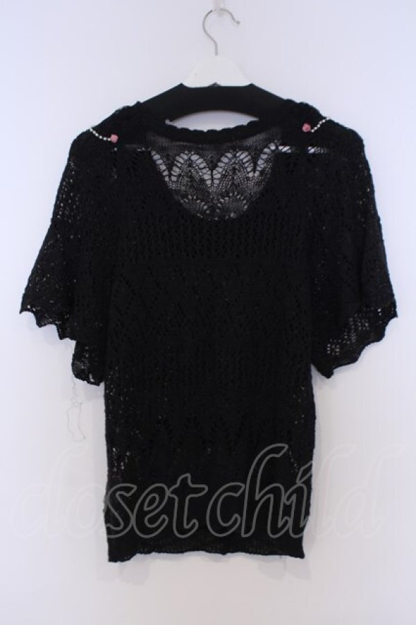 画像4: axes femme / 巻き薔薇パールニットトップス M クロ O-26-02-07-017-AX-TO-IG-OS (4)