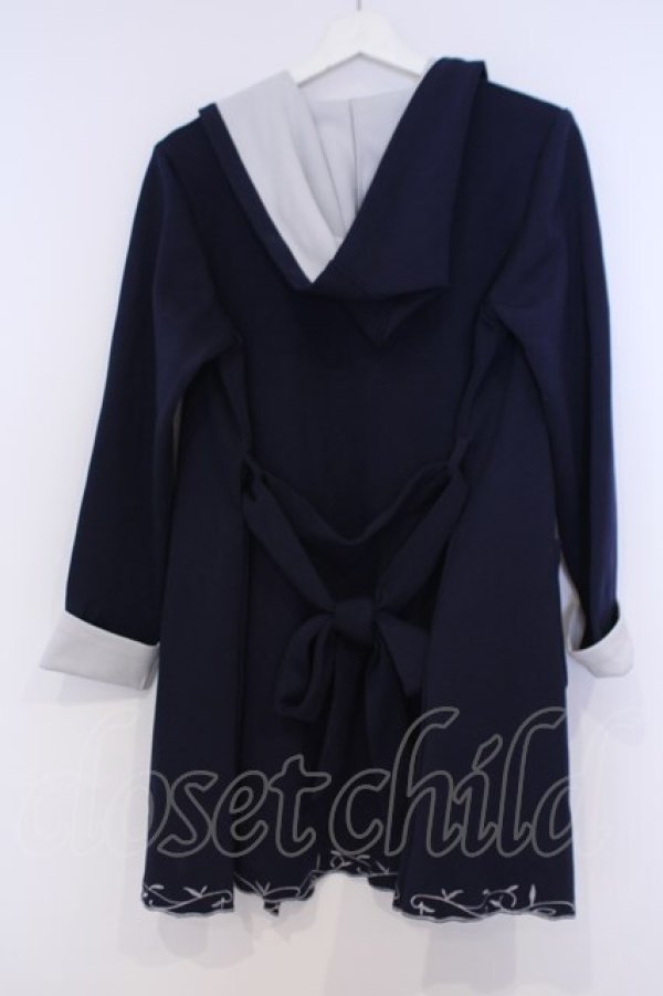 画像3: axes femme / フード付き刺繍コーディガン  ネイビー O-26-02-07-021-AX-JA-IG-OS (3)