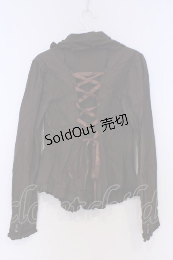 画像3: metamorphose / CL チュールジャボブラウス  ブラウン O-26-02-07-002-ME-BL-OW-OS (3)