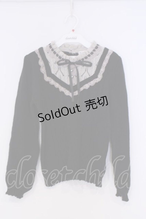 画像1: axes femme / ブロッキングニットプルオーバー  クロ O-26-02-07-025-AX-TO-IG-OS (1)