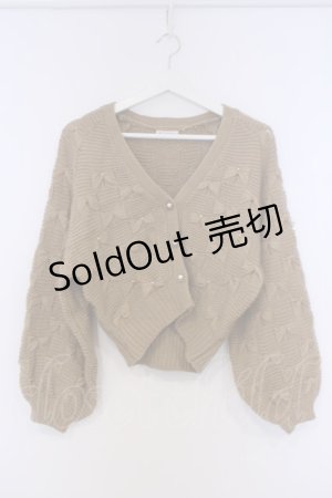 画像: axes femme / リボンリボンニットカーディガン  ベージュ O-26-02-07-026-AX-TO-IG-OS