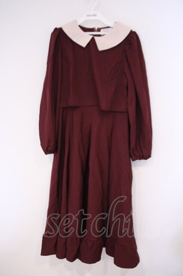 画像1: m petit by misako / マイメロワッペン付きワンピース M ワイン O-26-02-09-027-LO-OP-OW-OS (1)