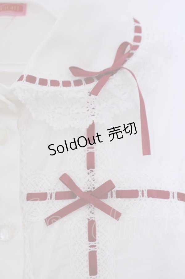 画像2: BABY,THE STARS SHINE BRIGHT / Love ring Present Box ブラウス  シロ×えんじ O-26-02-09-033-BA-BL-IG-OS (2)