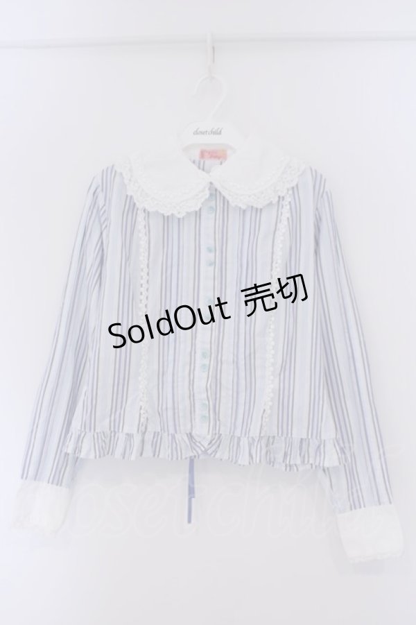 画像1: Angelic Pretty / ストライプレースブラウス  サックス O-26-02-09-036-AP-TO-OW-OS (1)