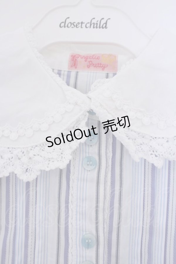 画像2: Angelic Pretty / ストライプレースブラウス  サックス O-26-02-09-036-AP-TO-OW-OS (2)