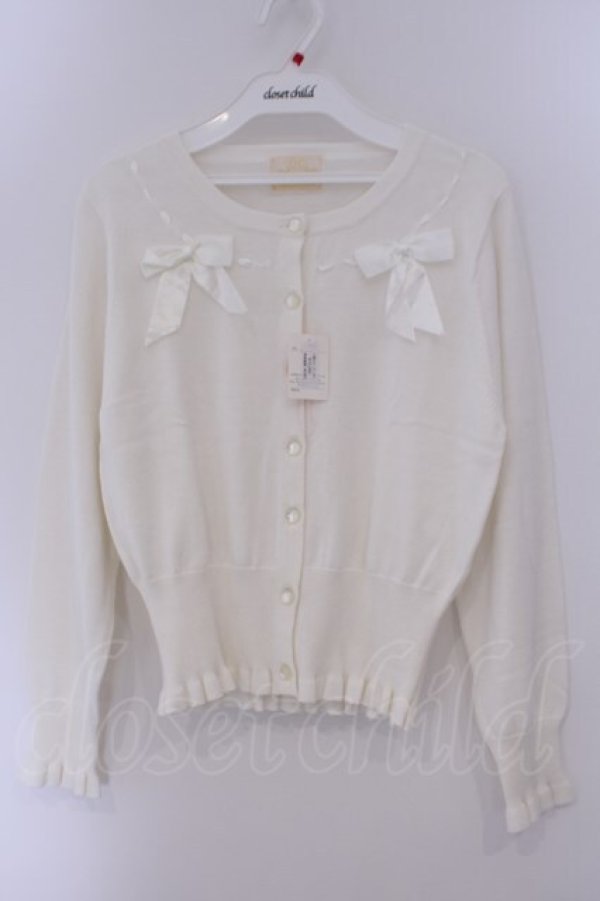 画像1: metamorphose / リボンカーディガン  シロ O-26-02-09-037-ME-TO-OW-OS (1)