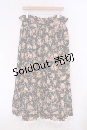 画像: metamorphose / 薔薇柄ロングスカート  クロ O-26-02-09-040-ME-SK-OW-OS