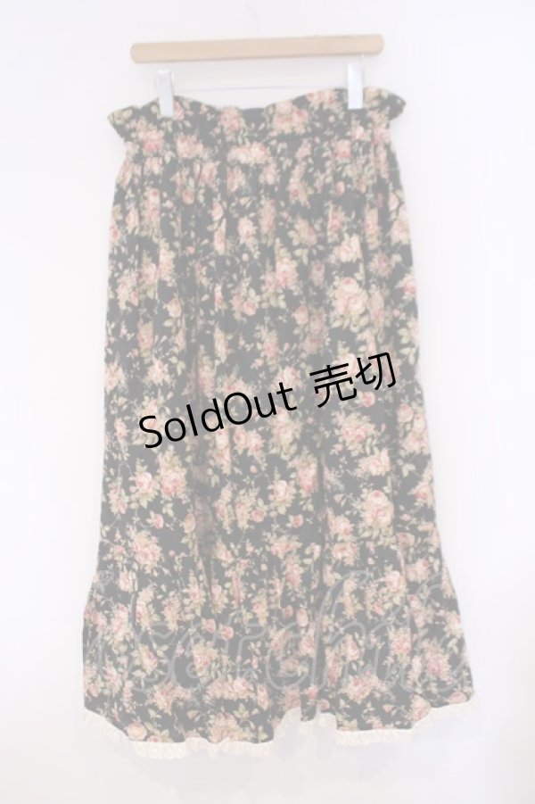 画像5: metamorphose / 薔薇柄ロングスカート  クロ O-26-02-09-040-ME-SK-OW-OS (5)