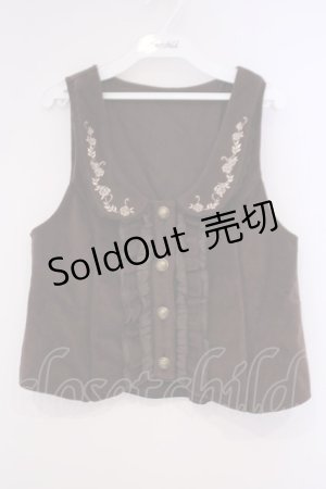 画像: axes femme / 刺繍入りふわふわベスト M ブラウン O-26-02-09-045-AX-TO-OW-OS