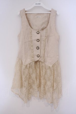 画像: axes femme / レース使いJQロングベスト M キナリ O-26-02-09-046-AX-TO-OW-OS