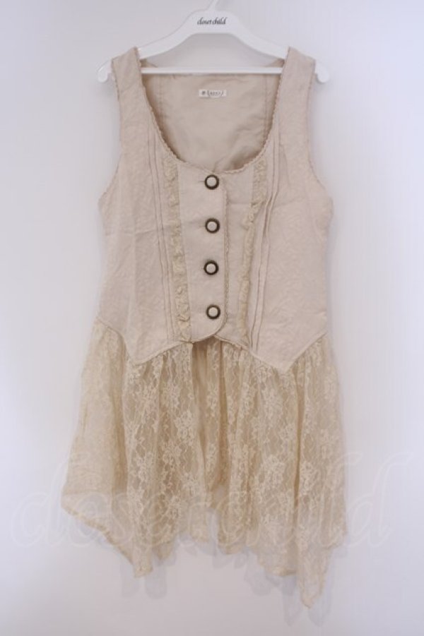 画像1: axes femme / レース使いJQロングベスト M キナリ O-26-02-09-046-AX-TO-OW-OS (1)