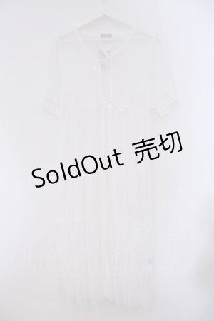 画像: axes femme POETIQUE / チュールティアードロングカーディガン M シロ O-26-02-09-050-AX-TO-OW-OS