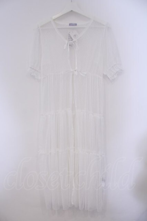 画像1: axes femme POETIQUE / チュールティアードロングカーディガン M シロ O-26-02-09-050-AX-TO-OW-OS (1)