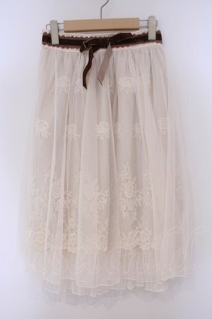 画像: axes femme / レース使いチュールスカート M キナリ O-26-02-09-058-AX-SK-OW-OS