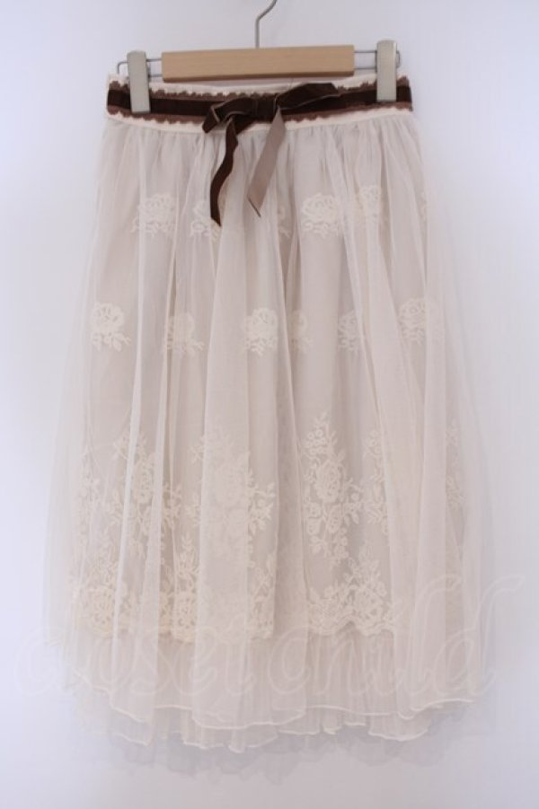 画像1: axes femme / レース使いチュールスカート M キナリ O-26-02-09-058-AX-SK-OW-OS (1)