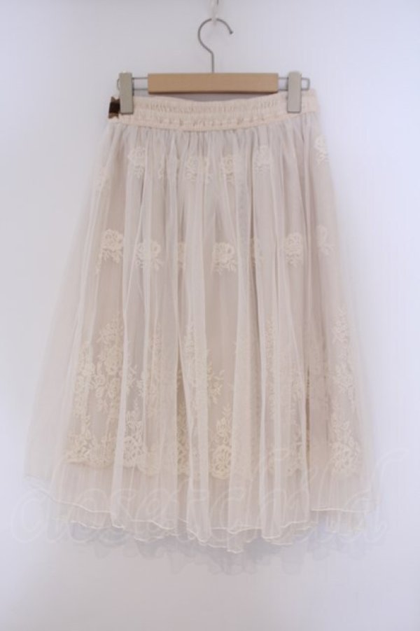 画像2: axes femme / レース使いチュールスカート M キナリ O-26-02-09-058-AX-SK-OW-OS (2)