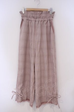 画像: axes femme / グレンチェック柄ワイドパンツ M ピンク O-26-02-09-059-AX-PA-OW-OS