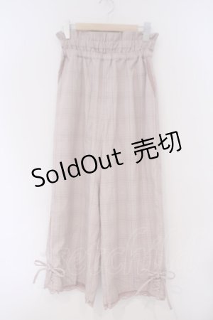 画像: axes femme / グレンチェック柄ワイドパンツ M ピンク O-26-02-09-059-AX-PA-OW-ZT0213W
