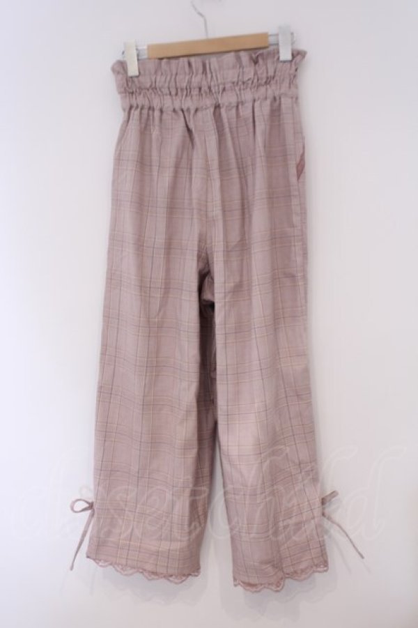 画像2: axes femme / グレンチェック柄ワイドパンツ M ピンク O-26-02-09-059-AX-PA-OW-OS (2)