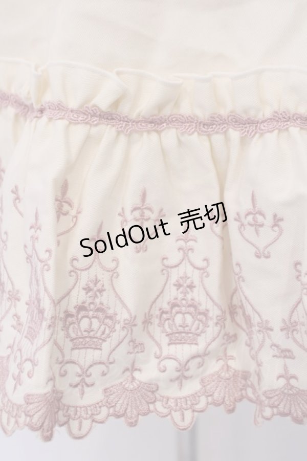 画像2: Innocent World / ロイヤルクラウン刺繍スカート  キナリ×ピンク O-26-02-09-006-IW-SK-OW-OS (2)