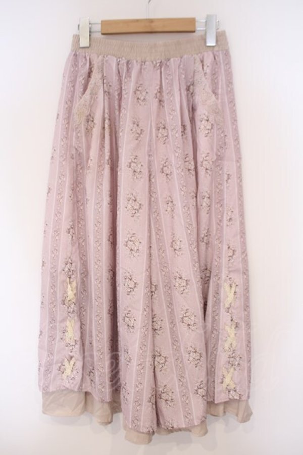 画像1: axes femme / ブーケストライプガウチョポンチョ M ピンク O-26-02-09-066-AX-PA-OW-OS (1)