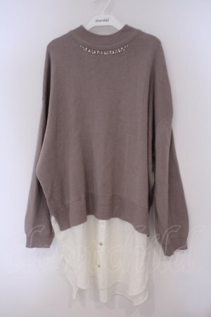 画像: axes femme / シャツレイヤード風ニットトップス M ベージュ×キナリ O-26-02-09-068-AX-TO-OW-OS