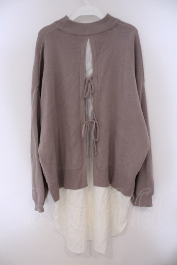 画像2: axes femme / シャツレイヤード風ニットトップス M ベージュ×キナリ O-26-02-09-068-AX-TO-OW-OS (2)