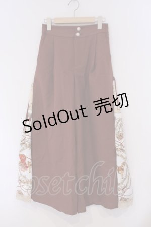 画像: axes femme / スカーフ柄切替ワイドパンツ M ブラウン O-26-02-09-069-AX-PA-OW-ZT605