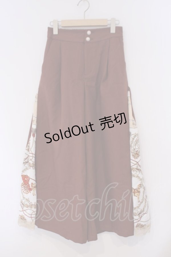 画像1: axes femme / スカーフ柄切替ワイドパンツ M ブラウン O-26-02-09-069-AX-PA-OW-ZT605 (1)