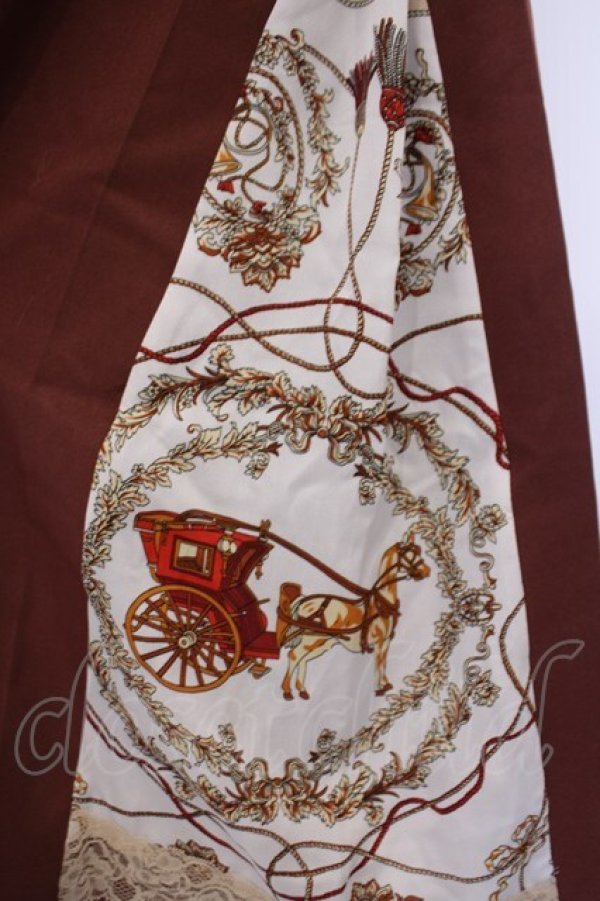 画像2: axes femme / スカーフ柄切替ワイドパンツ M ブラウン O-26-02-09-069-AX-PA-OW-OS (2)