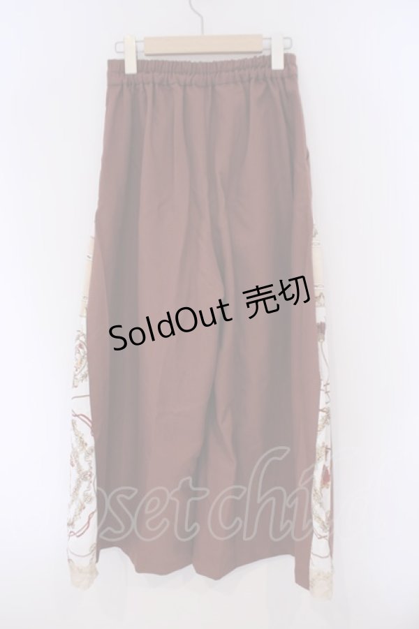 画像3: axes femme / スカーフ柄切替ワイドパンツ M ブラウン O-26-02-09-069-AX-PA-OW-ZT605 (3)