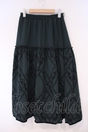 画像: axes femme / フロッキープリントロングスカート M グリーン O-26-02-09-073-AX-SK-OW-OS