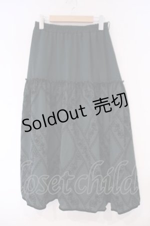 画像: axes femme / フロッキープリントロングスカート M グリーン O-26-02-09-073-AX-SK-OW-OS