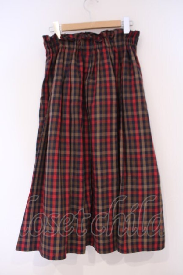 画像2: axes femme / ラッフル×プリーツミディスカート M ブラウン O-26-02-09-078-AX-SK-OW-OS (2)