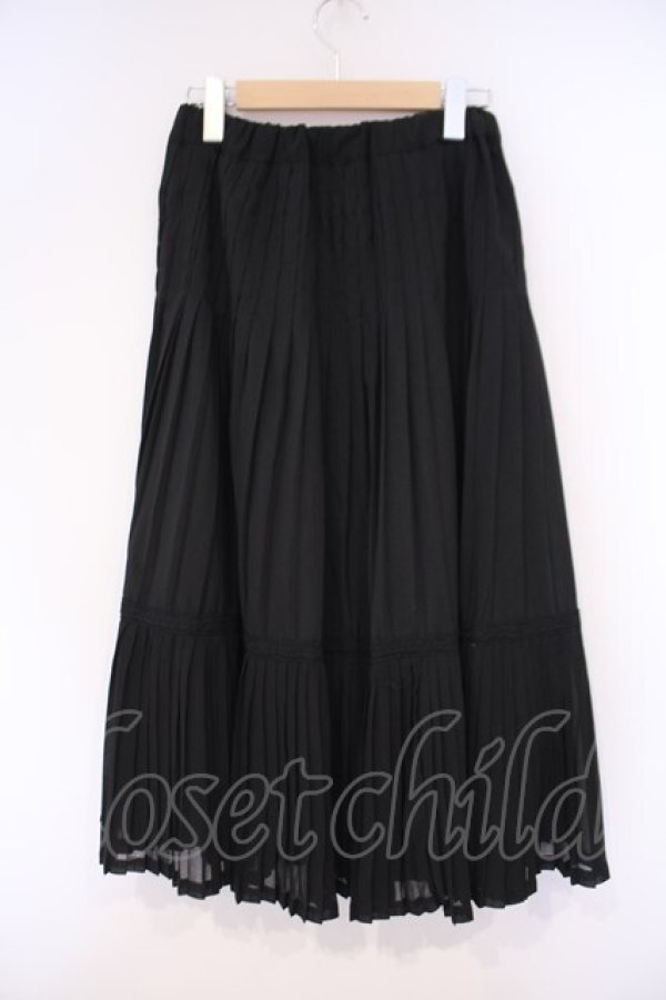 画像2: axes femme / プリーツ入りミディスカート M クロ O-26-02-09-082-AX-SK-OW-OS (2)