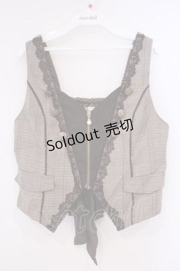 画像1: axes femme POETIQUE / フロントジップショートベスト M ブラウン O-26-02-09-083-AX-TO-OW-OS (1)