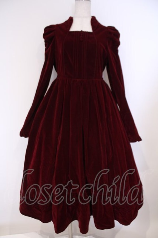 画像1: axes femme kawaii / クラシカルベロアワンピース M ワイン O-26-02-09-010-AX-OP-OW-OS (1)
