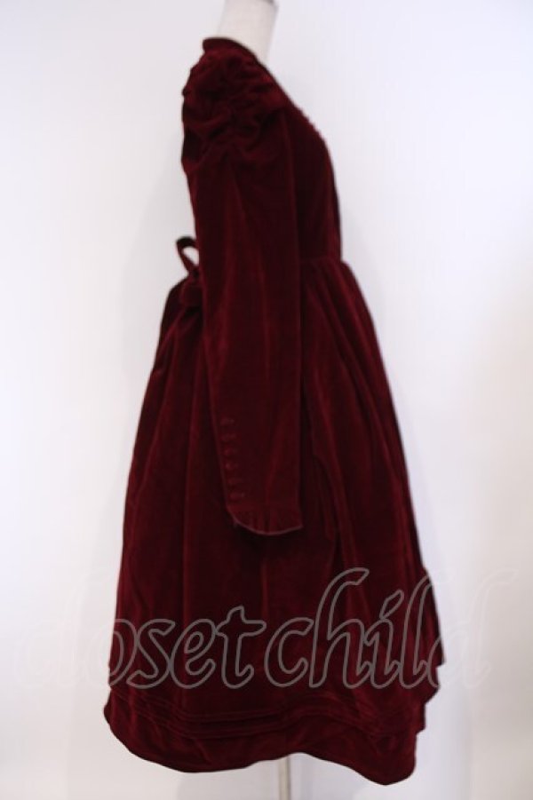 画像4: axes femme kawaii / クラシカルベロアワンピース M ワイン O-26-02-09-010-AX-OP-OW-OS (4)