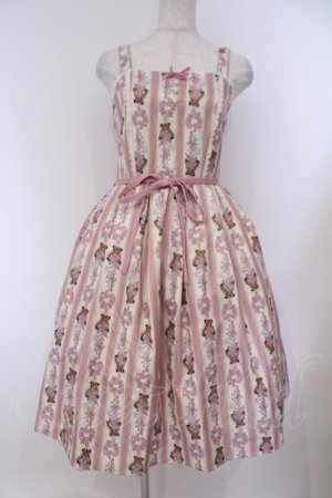 画像: axes femme kawaii / Rosy Bear柄ジャンスカ M キナリ O-26-02-09-012-AX-OP-OW-OS