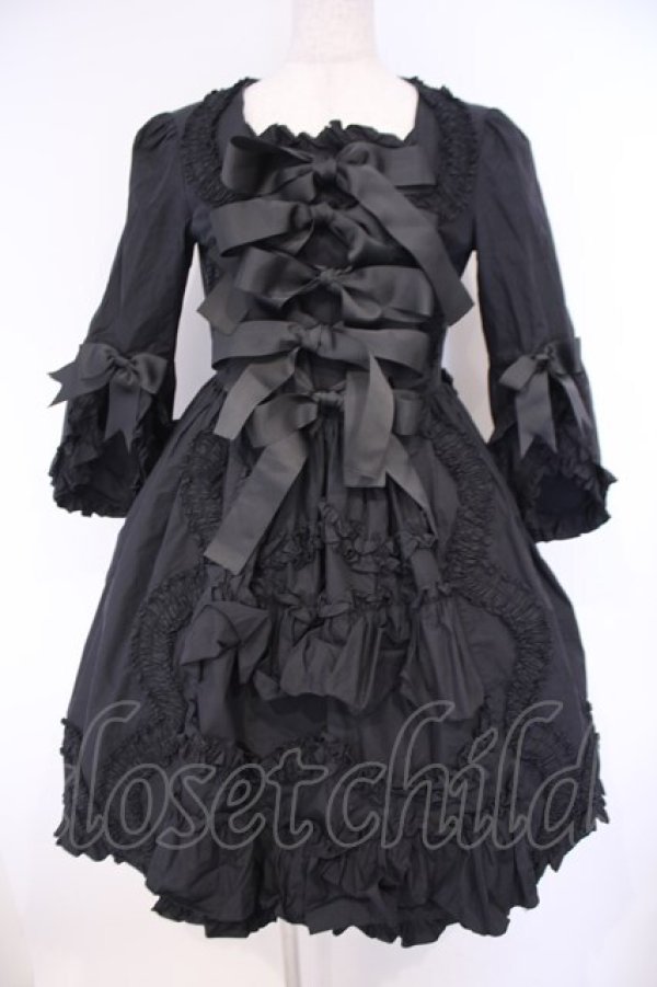 画像1: AND ROMEO / アンティークフリルワンピース  クロ O-26-02-09-015-LO-OP-YM-OS (1)