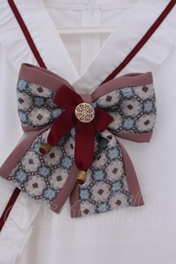 画像2: Amavel / 月夜の狐と寒椿 和風ブラウス  シロ×ワイン O-26-02-09-019-CA-BL-IG-OS (2)